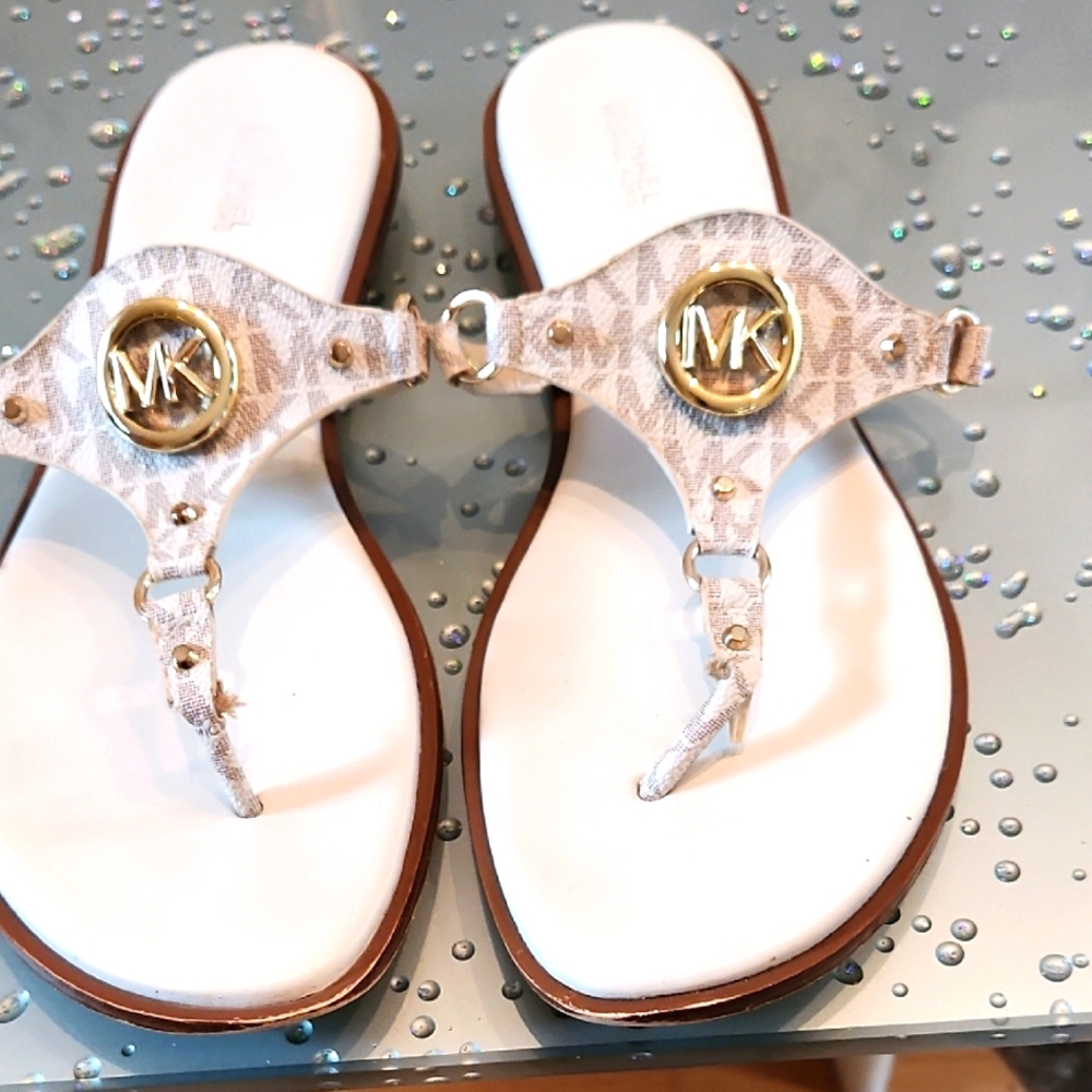 Michael Kors White and Gold Women's Sandals